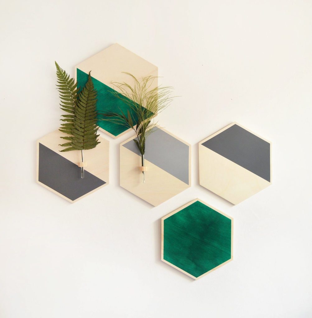 Hexágonos de madera para pared decorativos