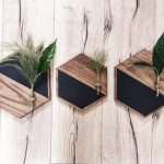 Hexágonos de madera envjecida con plantas